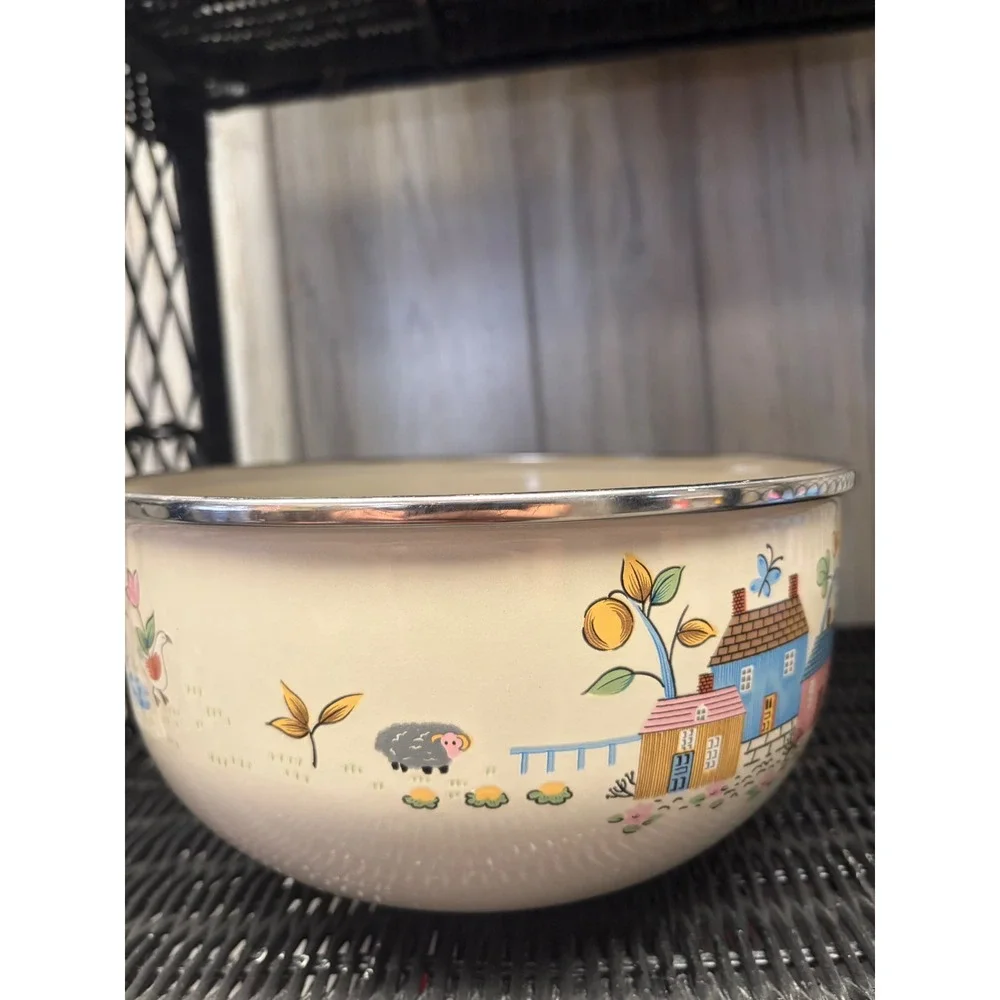 Vintage International Heartland Nesting Mixing Bowls Folk Art Farmhouse Set 2